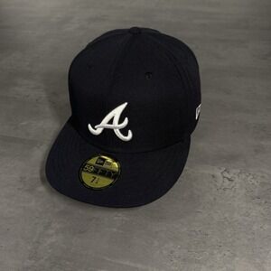 Atlanta Braves Hat New Era Cap 7‎ 1/4 Navy White Home Jersey 59Fifty Fitted MLB